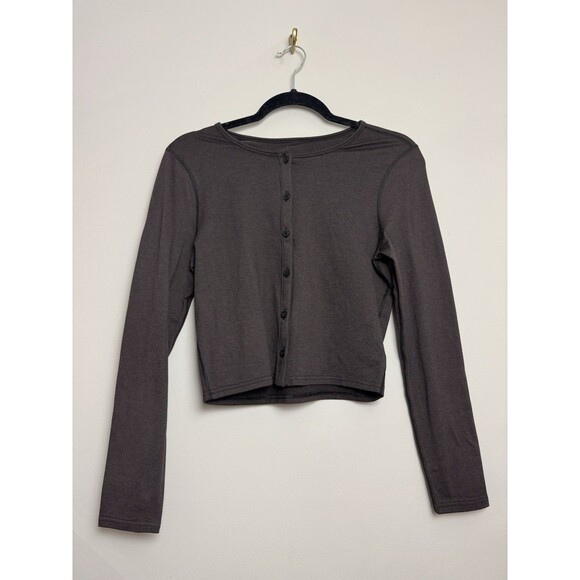 Vuori Tops - Vuori Womens Long Sleeve Halo Top Size Small Stretch Brown Button